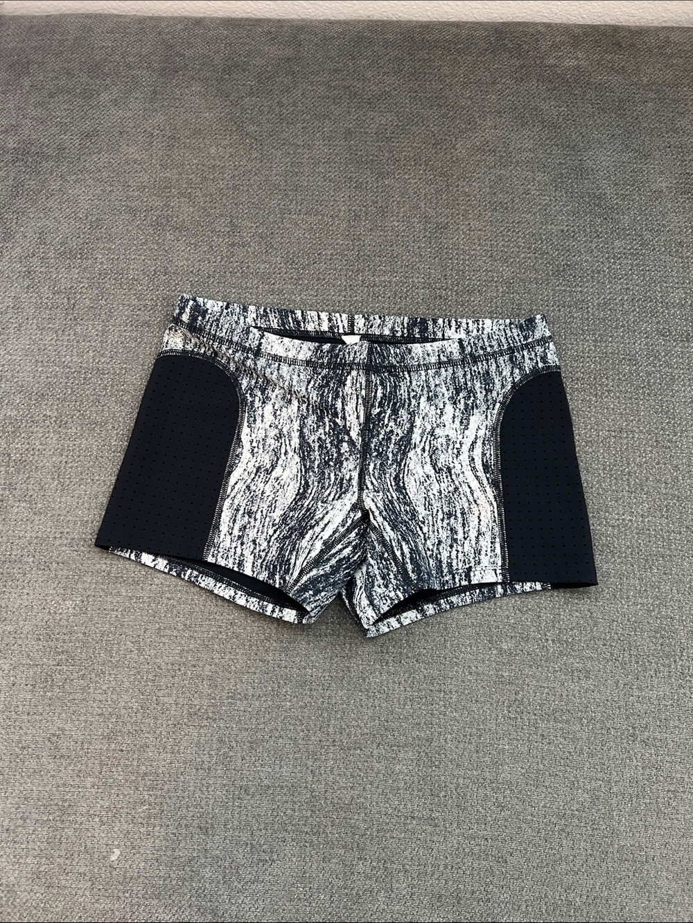 lululemon athletica Black & White Marble-Print Athletic Shorts
